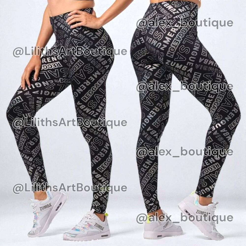 Zumba Happy Foil High Waisted Ankle Leggings Iridescent Size XS (E119)